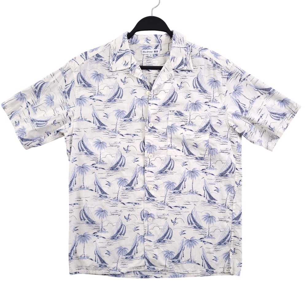 Reyn Spooner Shirt Mens XS White Sailing Hawaiian Camp Button Up Uniqlo